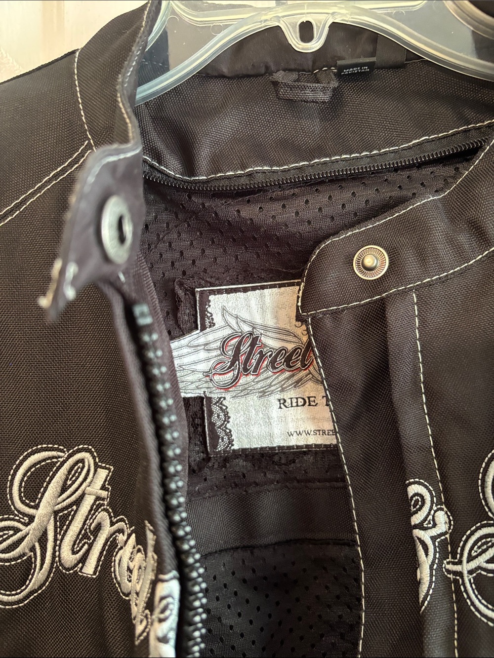 Women's Street and Steel Black Embroidered Motorcycle Jacket - Picture 6 of 16
